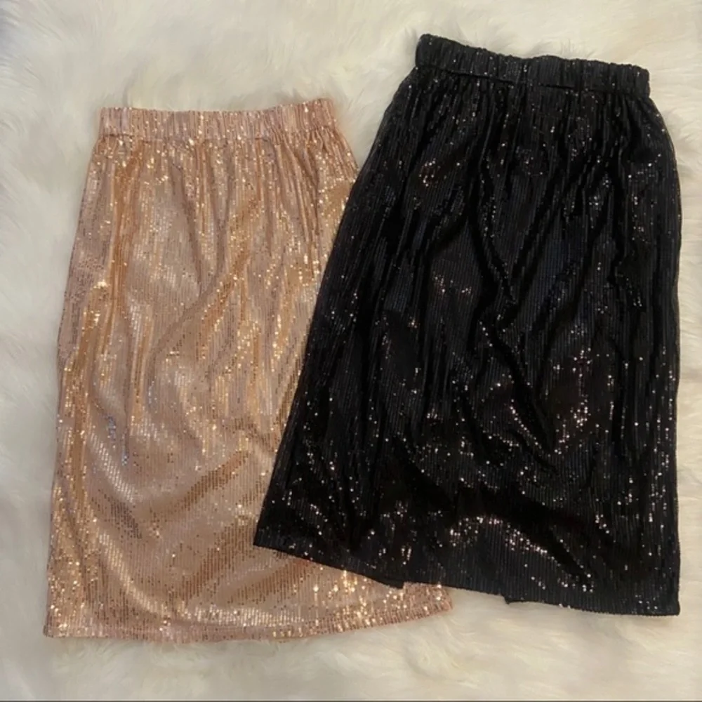 🥂ELEGANCE WITH EASE🥂BLACK SEQUIN SKIRT-NEW‎ - Picture 8 of 9